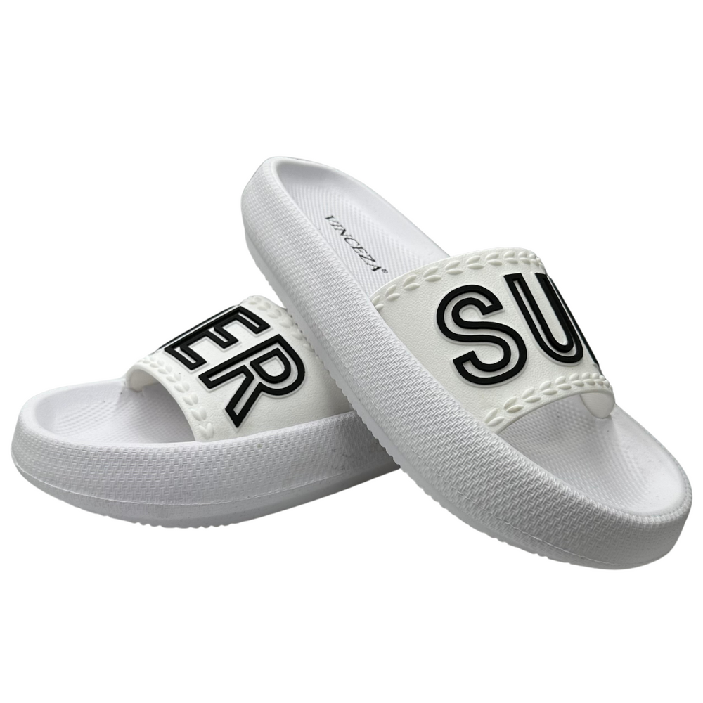 Klapki damskie na grubszej podeszwie białe VInceza