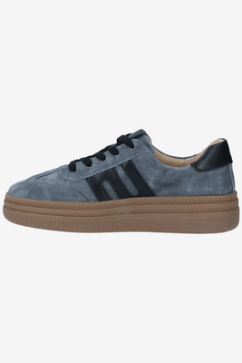Niebieskie skórzane sneakersy zamszowe na platformie Filippo