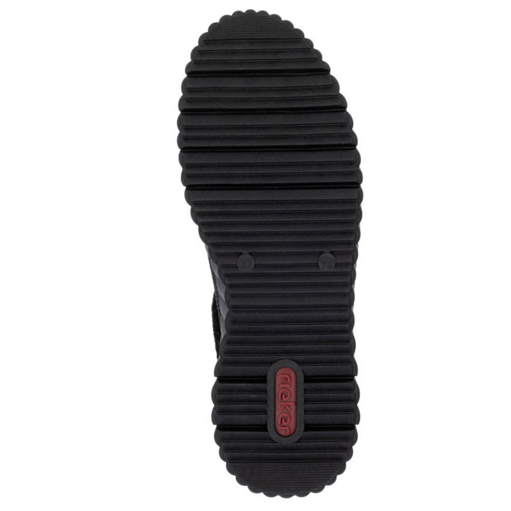 Botki czarne na koturnie z platformą sznurowane Rieker