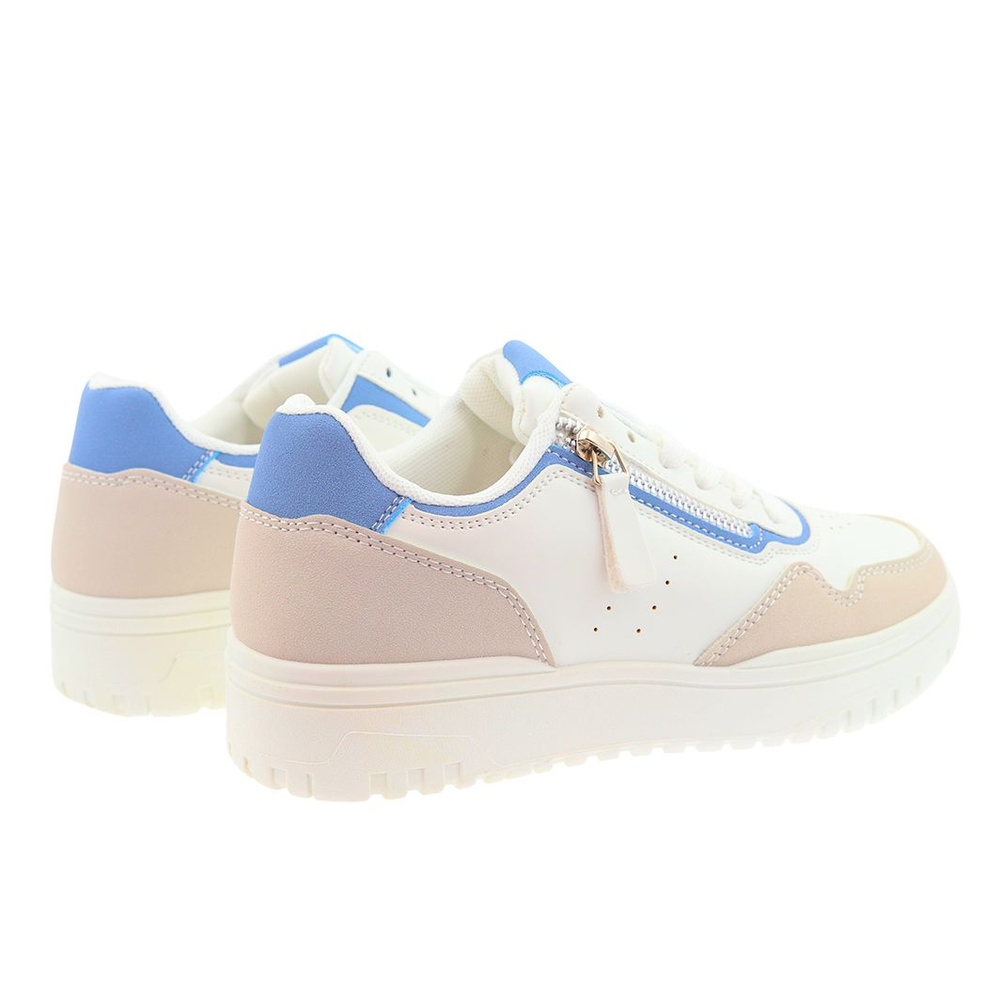 Biało niebieskie buty sportowe damskie z zamkiem