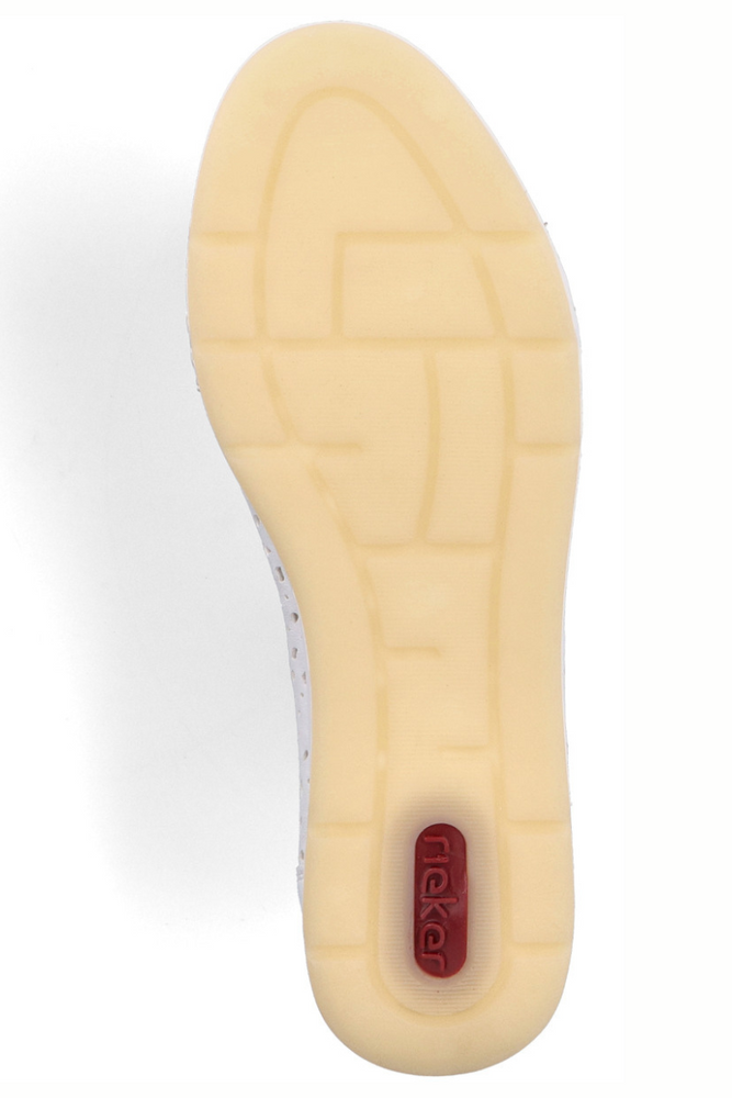 Baleriny ażurowe białe z ekoskóry na platformie Rieker