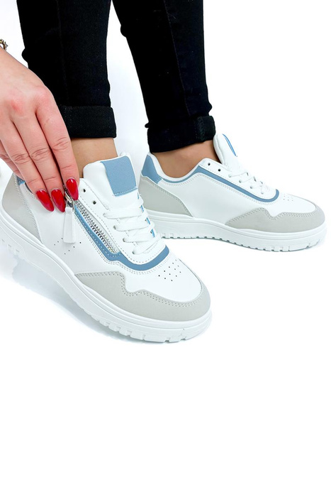 Biało niebieskie buty sportowe damskie z zamkiem