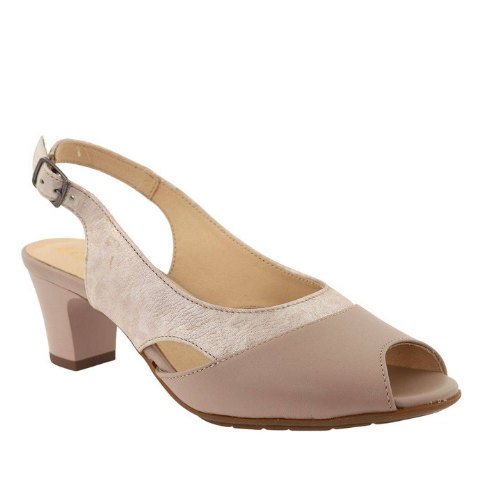 Sandały damskie na obcasie beżowe Pesco