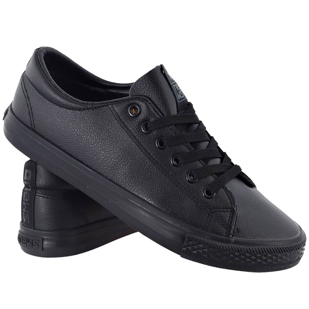 Czarne trampki męskie ze skóry ekologicznej News