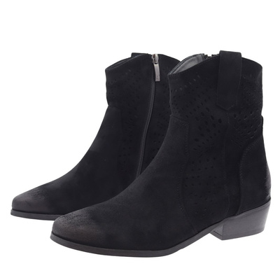 Замшеві утеплені ковбойські чоботи на чорних шпильках