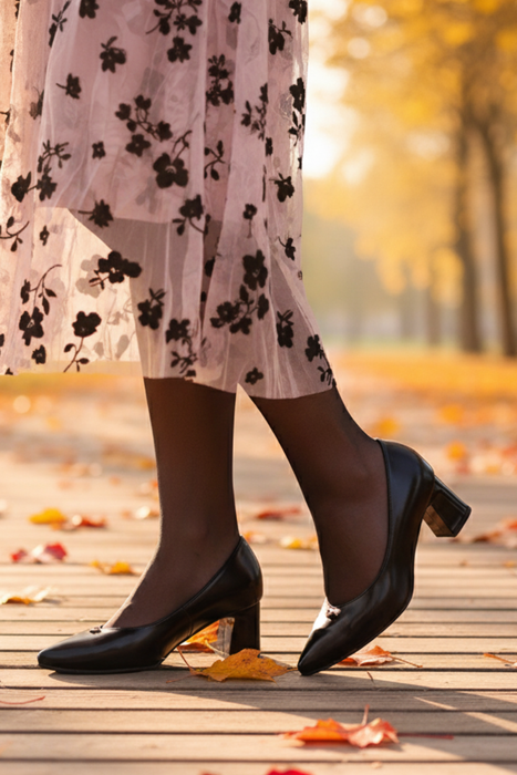 Чорні шкіряні туфлі з блоком Arka Bioeco