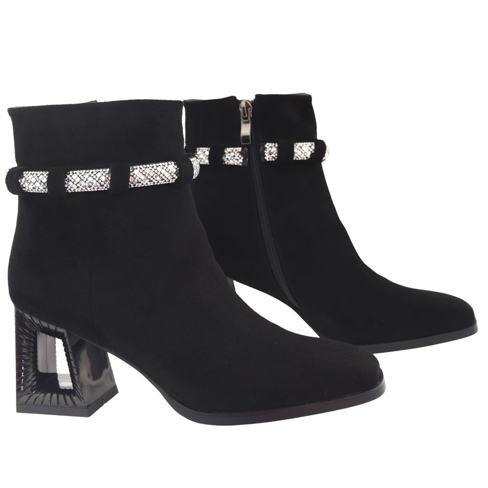 Czarne botki damskie na słupku S.Barski