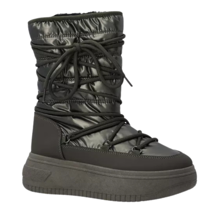 Жіночі зелені сніжні чоботи на платформі, на шнурівці, на блискавці Venezia