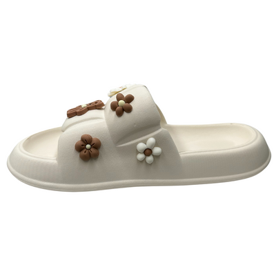 Klapki piankowe beżowe z aplikacjami