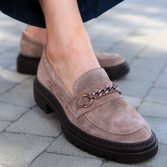 Шкіряні лорди з декоративним ланцюжком, хакі Ryłko