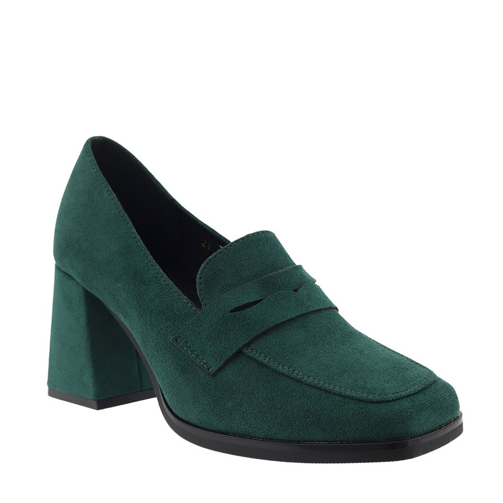 Zielone półbuty zamszowe na klocku Potocki