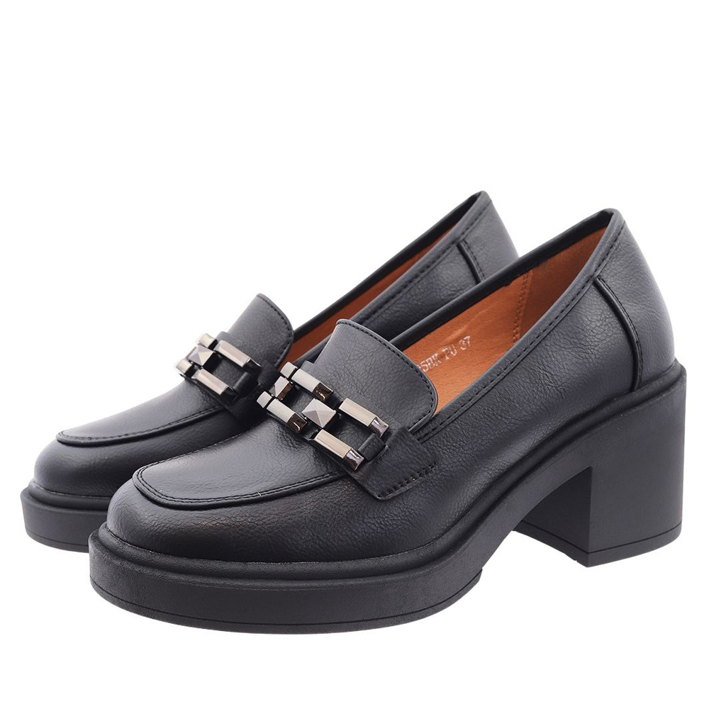 Жіночі чорні мокасини сліпони з екошкіри з декором