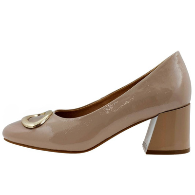 Lakierowane czółenka damskie beżowe Vinceza