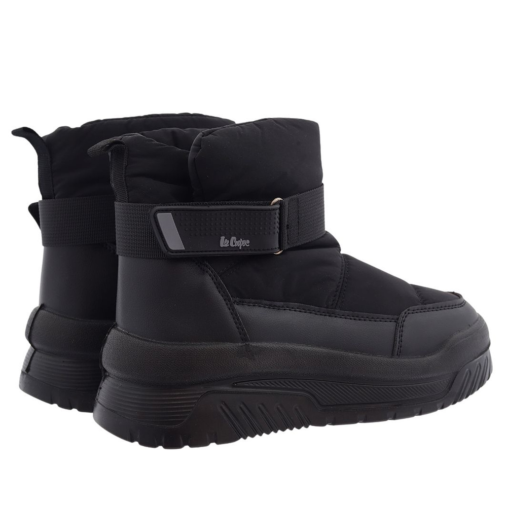 Czarne śniegowce damskie na rzep na platformie Lee Cooper