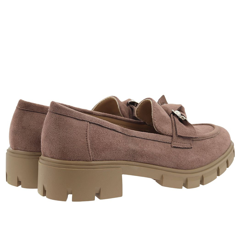 Жіночі коричневі замшеві лофери на платформі, сліпони