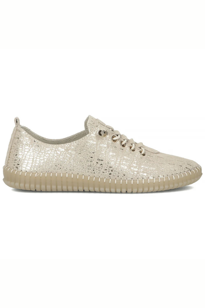 Złote półbuty skórzane płaskie Filippo