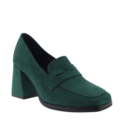 Zielone półbuty zamszowe na klocku Potocki