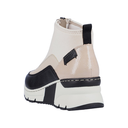 Botki sneakersy skórzane beżowe Rieker N6352-60