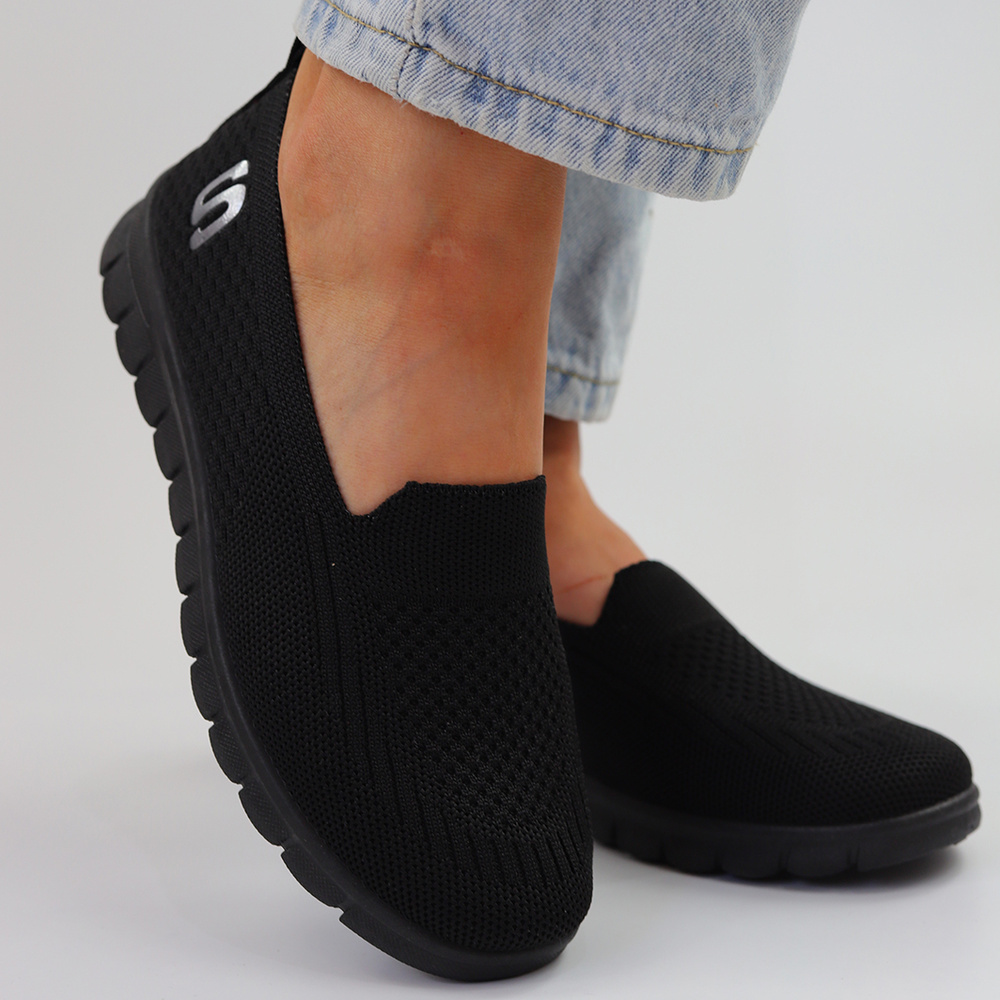 Tenisówki damskie czarne wsuwane Potocki 