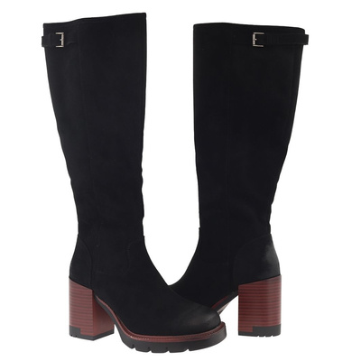 Чорні замшеві чоботи Vinceza на високих підборах