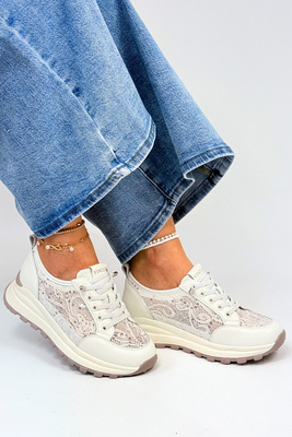 Półbuty białe z koronką sznurowane