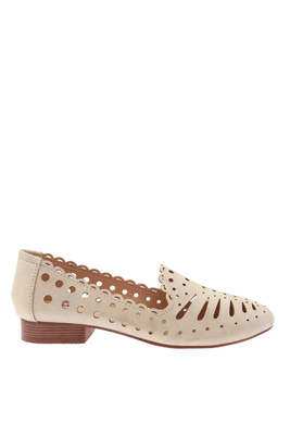 Ażurowe półbuty złote na obcasie wsuwane