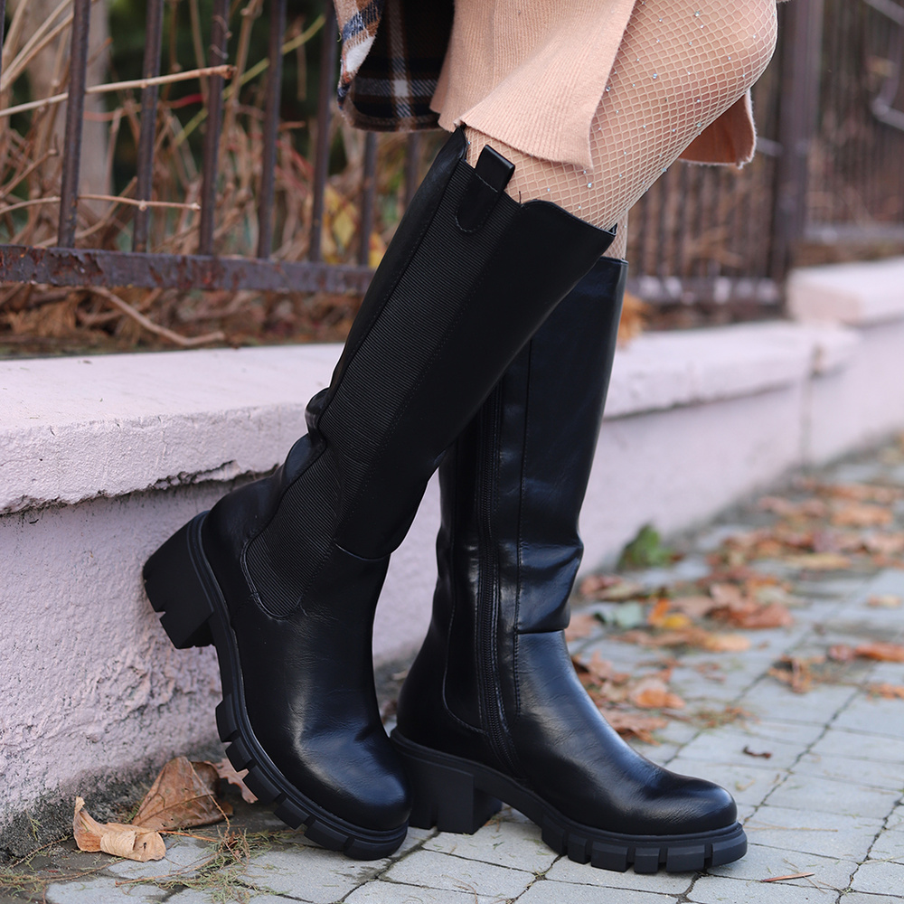 Kozaki czarne z elastyczną gumką M. Daszyński