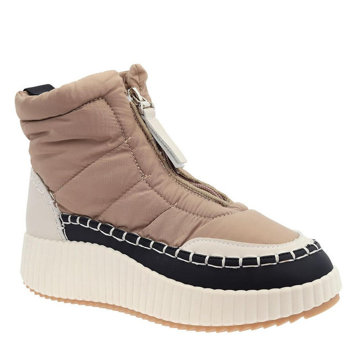 Śniegowce damskie beżowe ocieplane na platformie