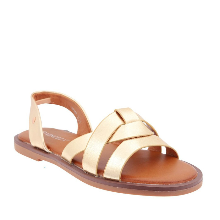 Złote sandały na płaskiej podeszwie Vinceza