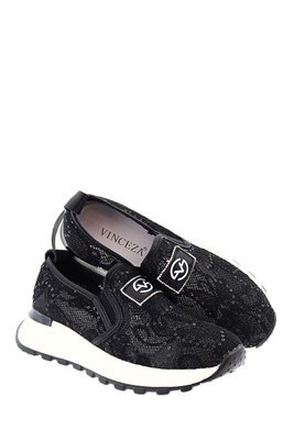 Skórzane półbuty czarne przewiewne na platformie 