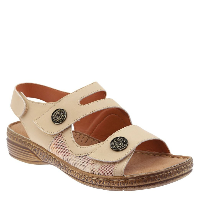 Beżowe sandały na rzep Evento