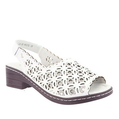 Białe skórzane sandały ażurowe T. Sokolski
