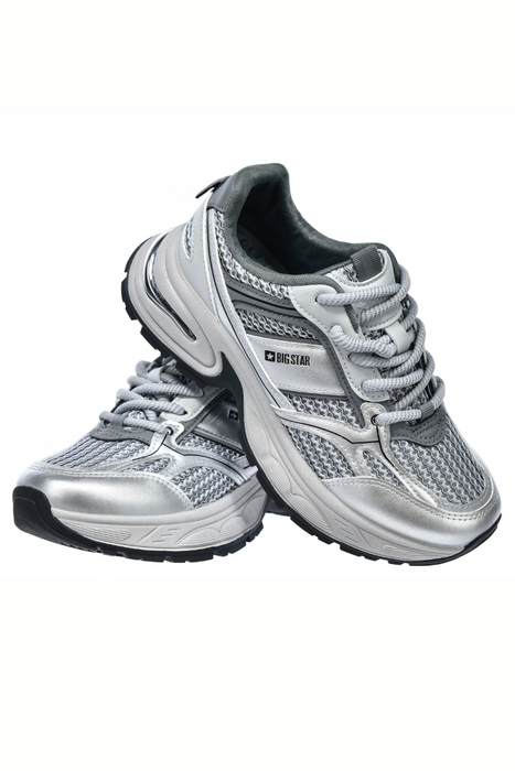 Жіночі срібні кросівки на масивній підошві Big Star
