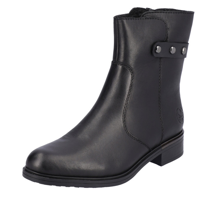 Чорні шкіряні ботильйони Rieker Z5351-00