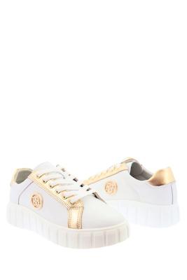 Półbuty sportowe na platformie biało-złote