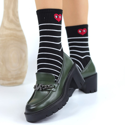 Зелені жіночі мокасини сліпони з колодкою і платформою 