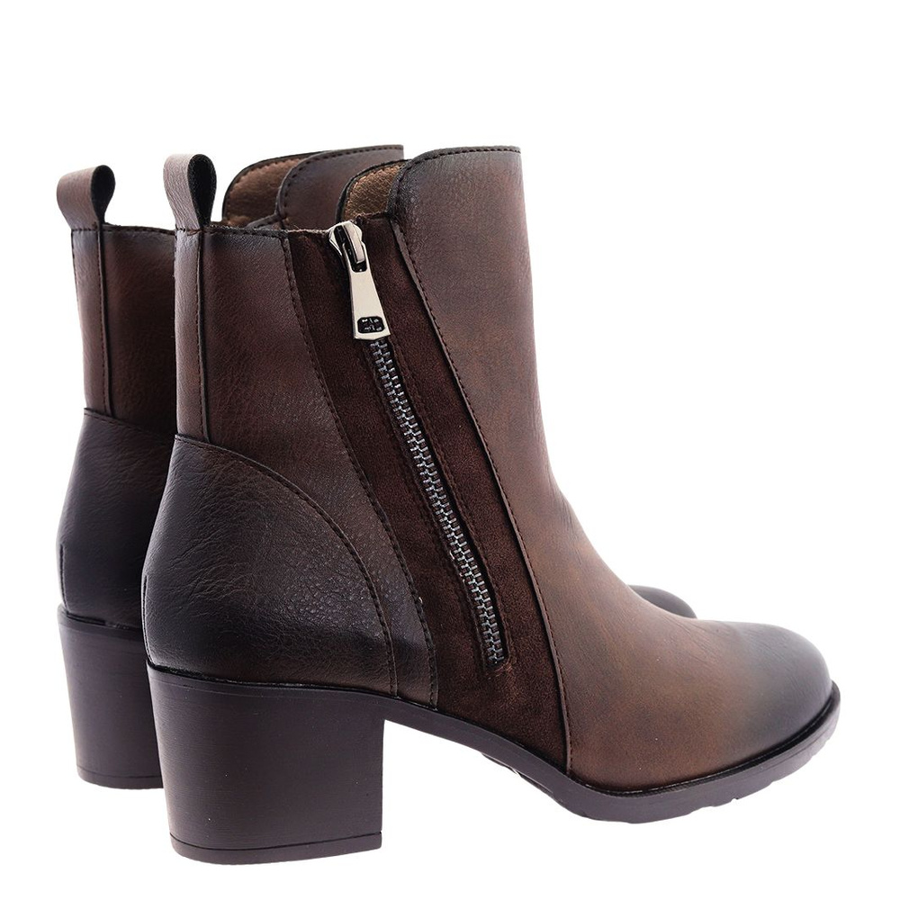 Коричневі ботильйони з декоративною блок-блискавкою 