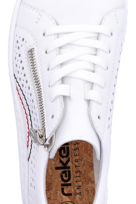 Półbuty sportowe skórzane ażurowe białe płaskie Rieker