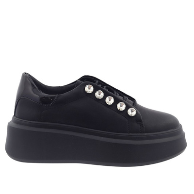 Czarne sneakersy skórzane na platformie D&A