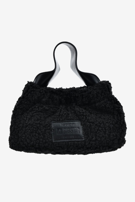 Torebka damska mała pluszowa na zatrzask czarna