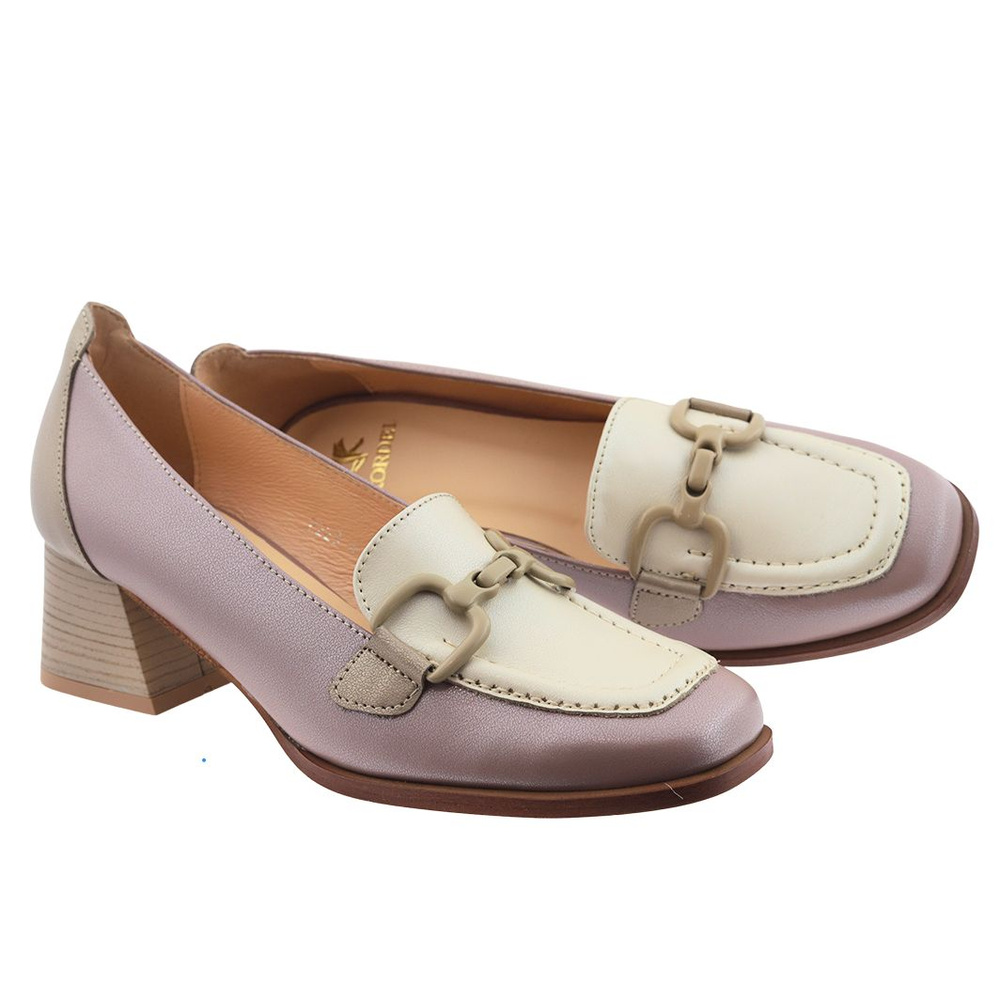 Шкіряні туфлі на колодці з пряжкою Kordel кольору екрю