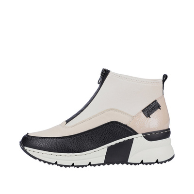 Botki sneakersy skórzane beżowe Rieker N6352-60