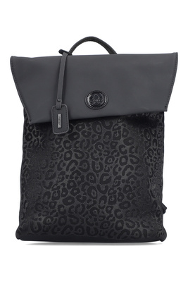 Miejski plecak czarny z ciekawym wzorem z klapą Rieker