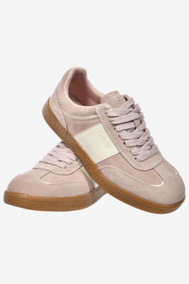 Różowe sneakersy ze skóry zamszowej płaskie Big Star
