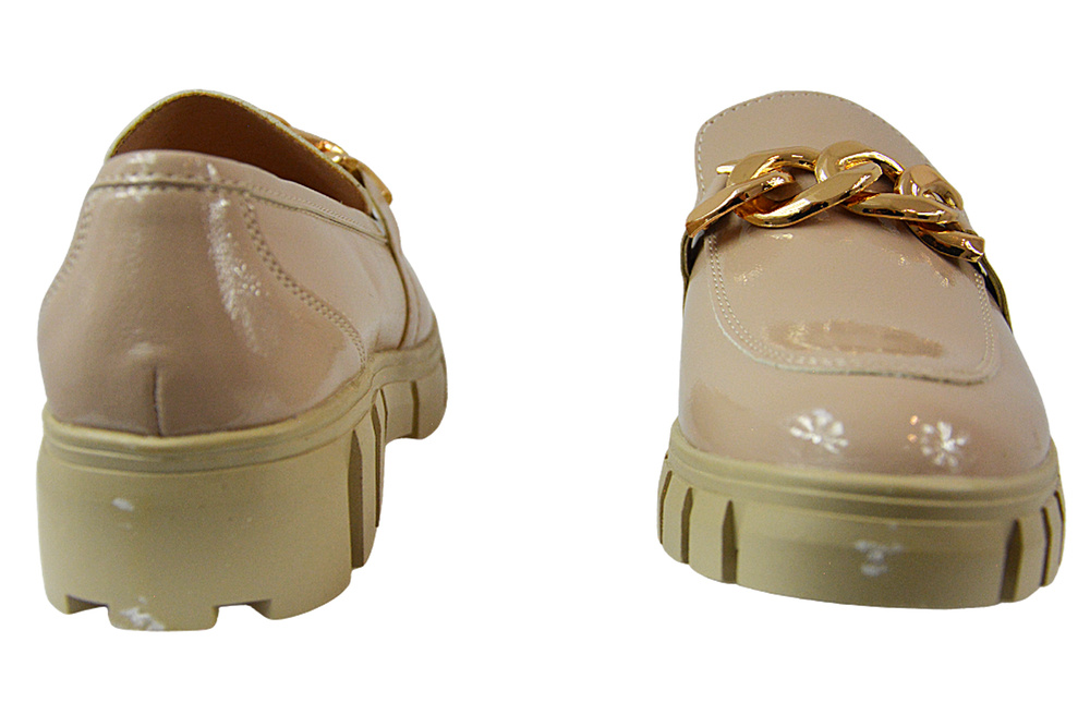 Бежеві лаковані мокасини Sergio Leone MK751