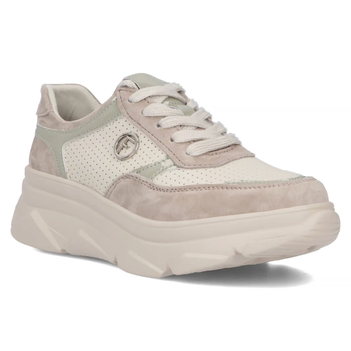 Бежеві шкіряні кросівки на платформі Filippo