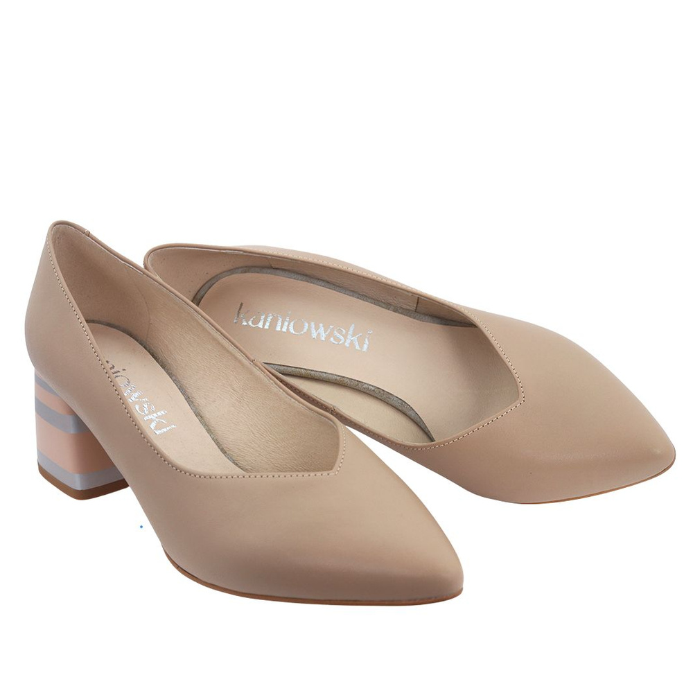 Бежеві шкіряні човники з блоком Kaniowski