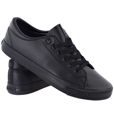 Czarne trampki męskie ze skóry ekologicznej News