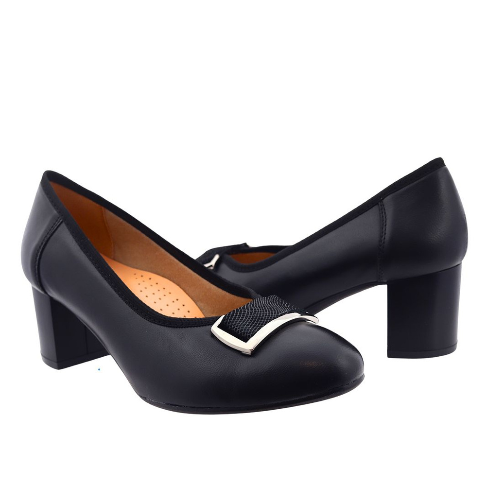 Човники шкіряні з пряжкою на колодці, чорні Галант