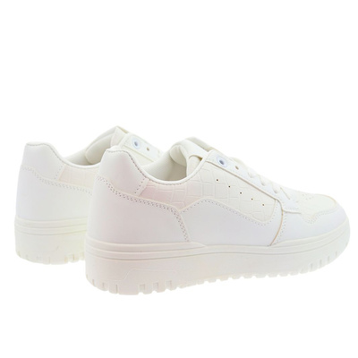 Białe sneakersy damskie na platformie sznurowane